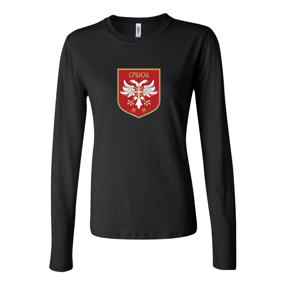 BELLA CANVAS Women’s Serbia National Football Soccer Team Logo Jersey Long Sleeve Tee