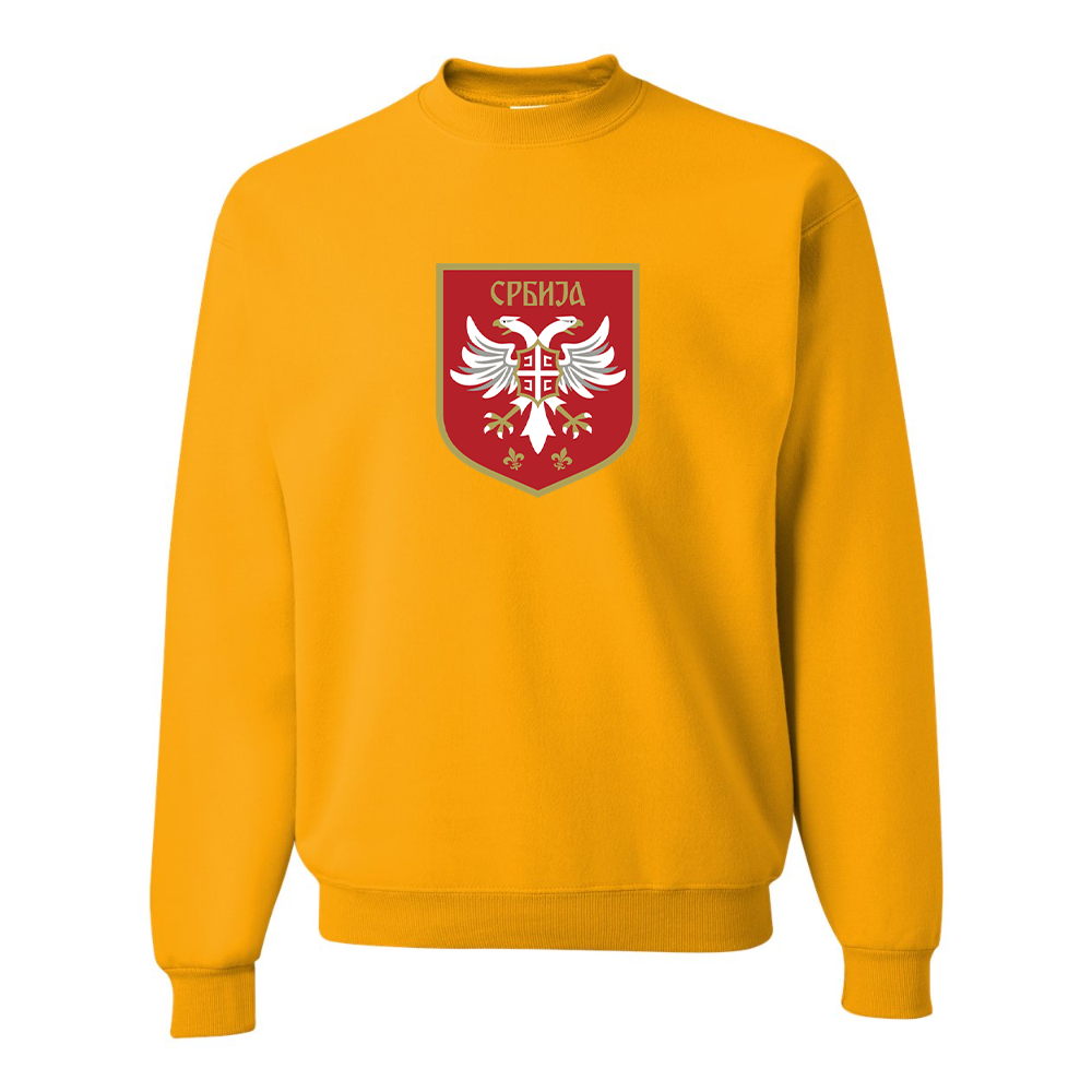 Men's Serbia National Football Soccer Team Logo JERZEES NuBlend Crewneck Sweatshirt