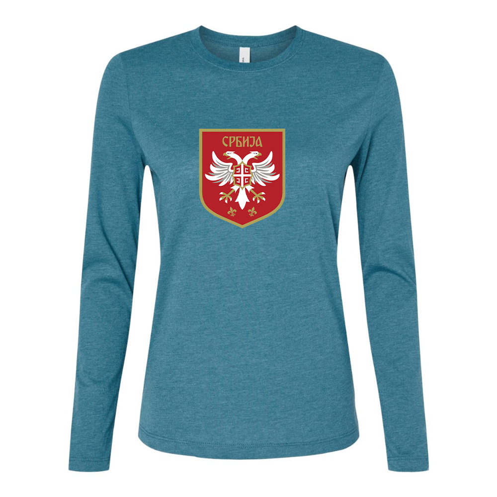 BELLA CANVAS Women’s Serbia National Football Soccer Team Logo Jersey Long Sleeve Tee