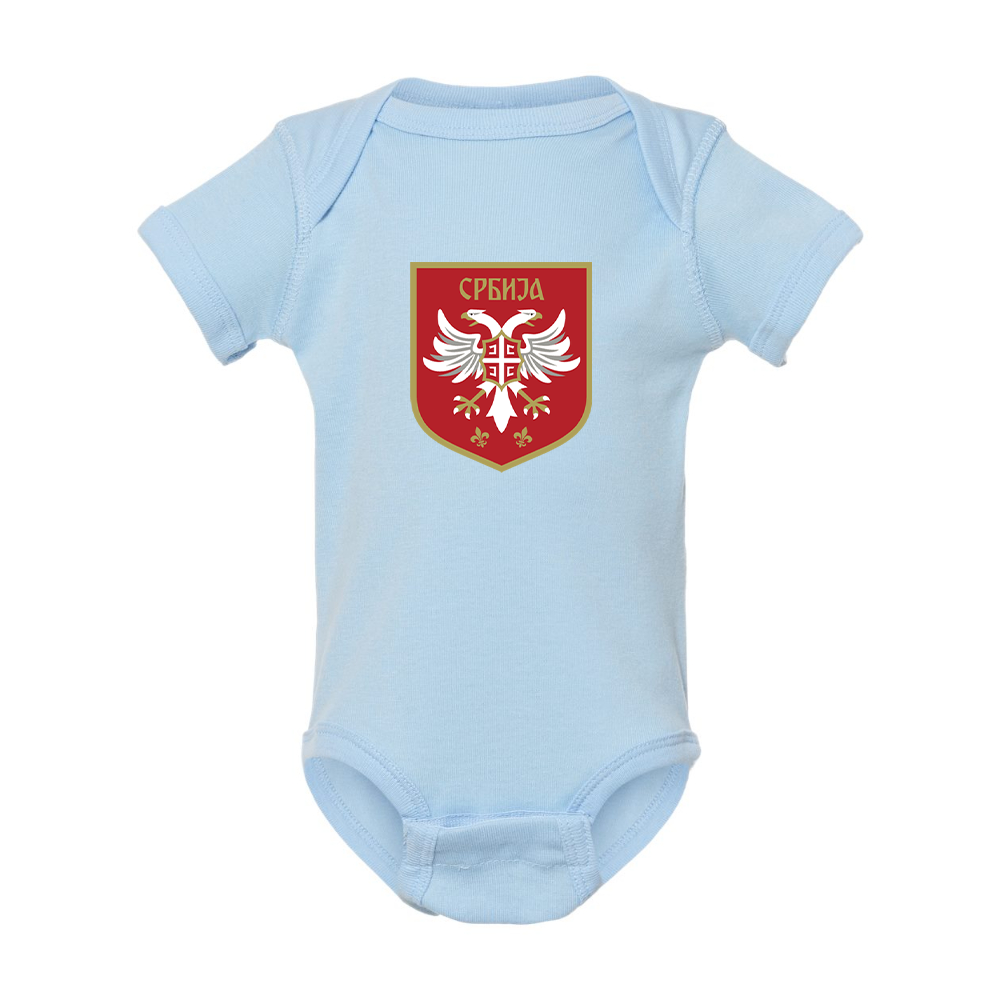 Serbia National Football Soccer Team Logo Rabbit Skins Infant Baby Rib Bodysuit