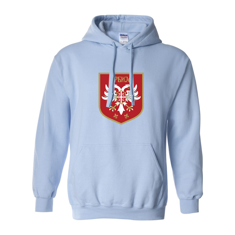 Men's Serbia National Football Soccer Team Logo Gilden Heavy Blend Hooded Sweatshirt