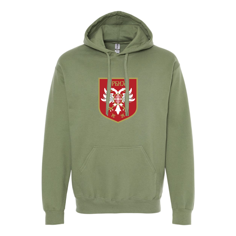 Men's Softstyle Midweight Serbia National Football Soccer Team Logo Hooded Sweatshirt