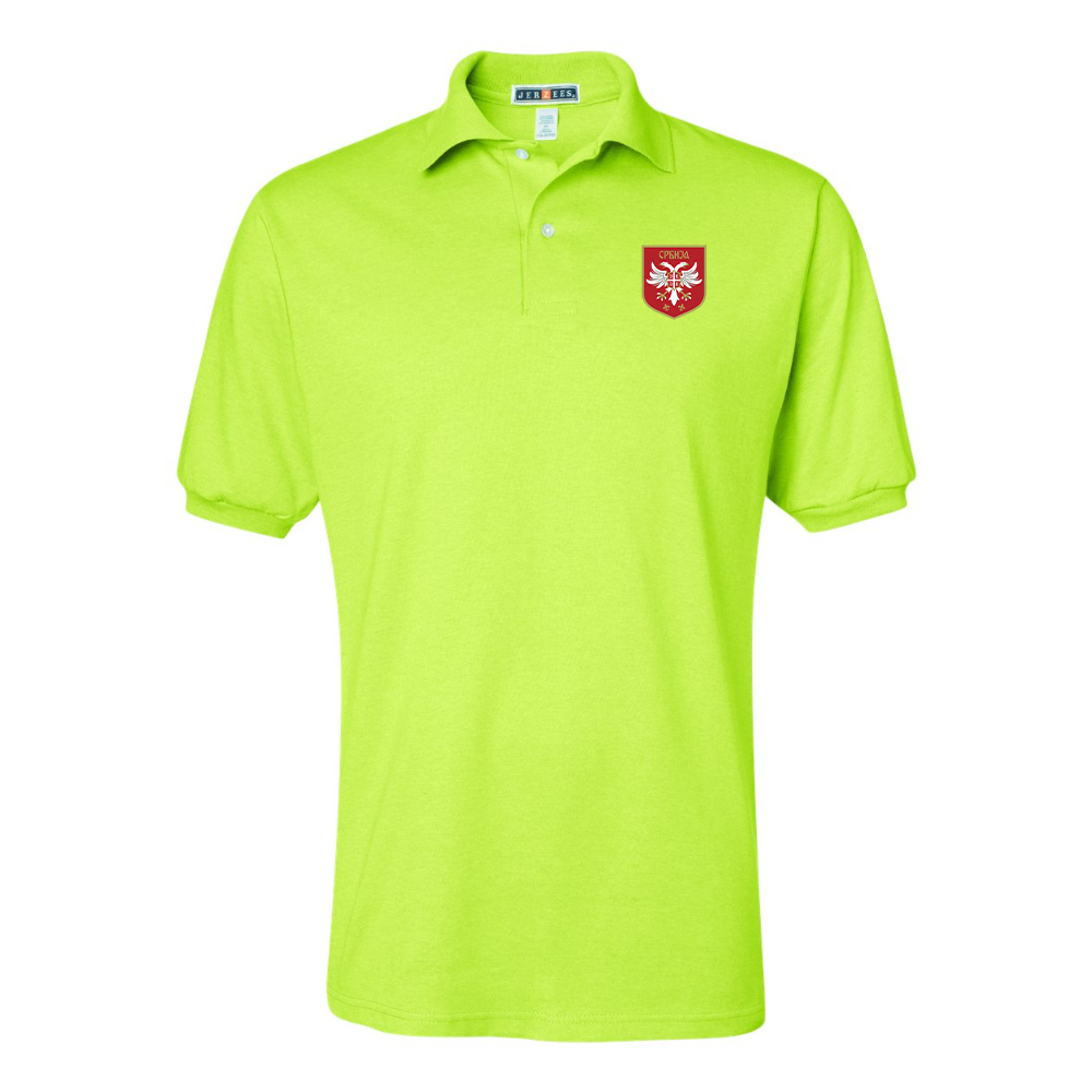 Men's Serbia National Football Soccer Team Logo JERZEES SpotShield polo