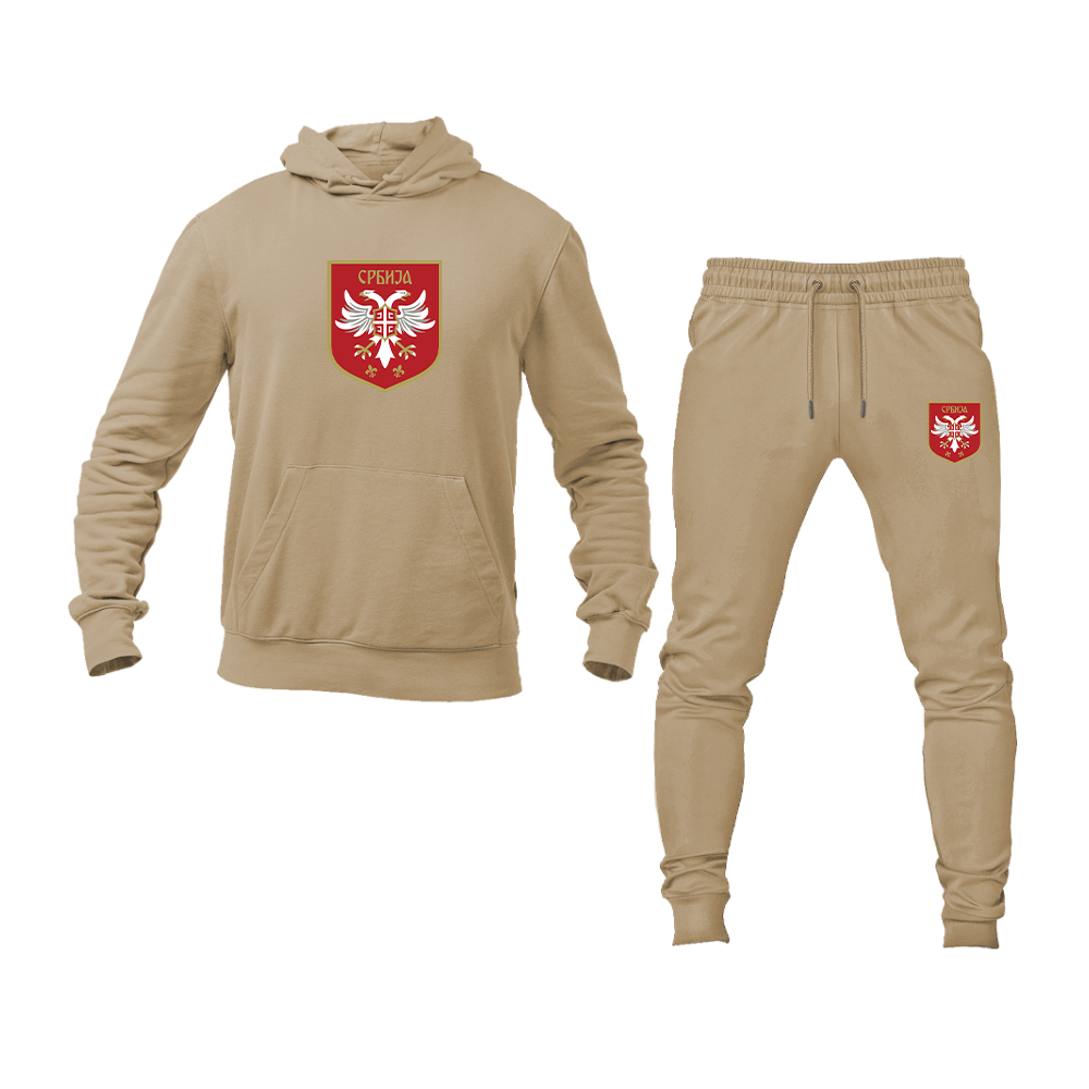 Men's Serbia National Football Soccer Team Logo Hoodie Joggers Set