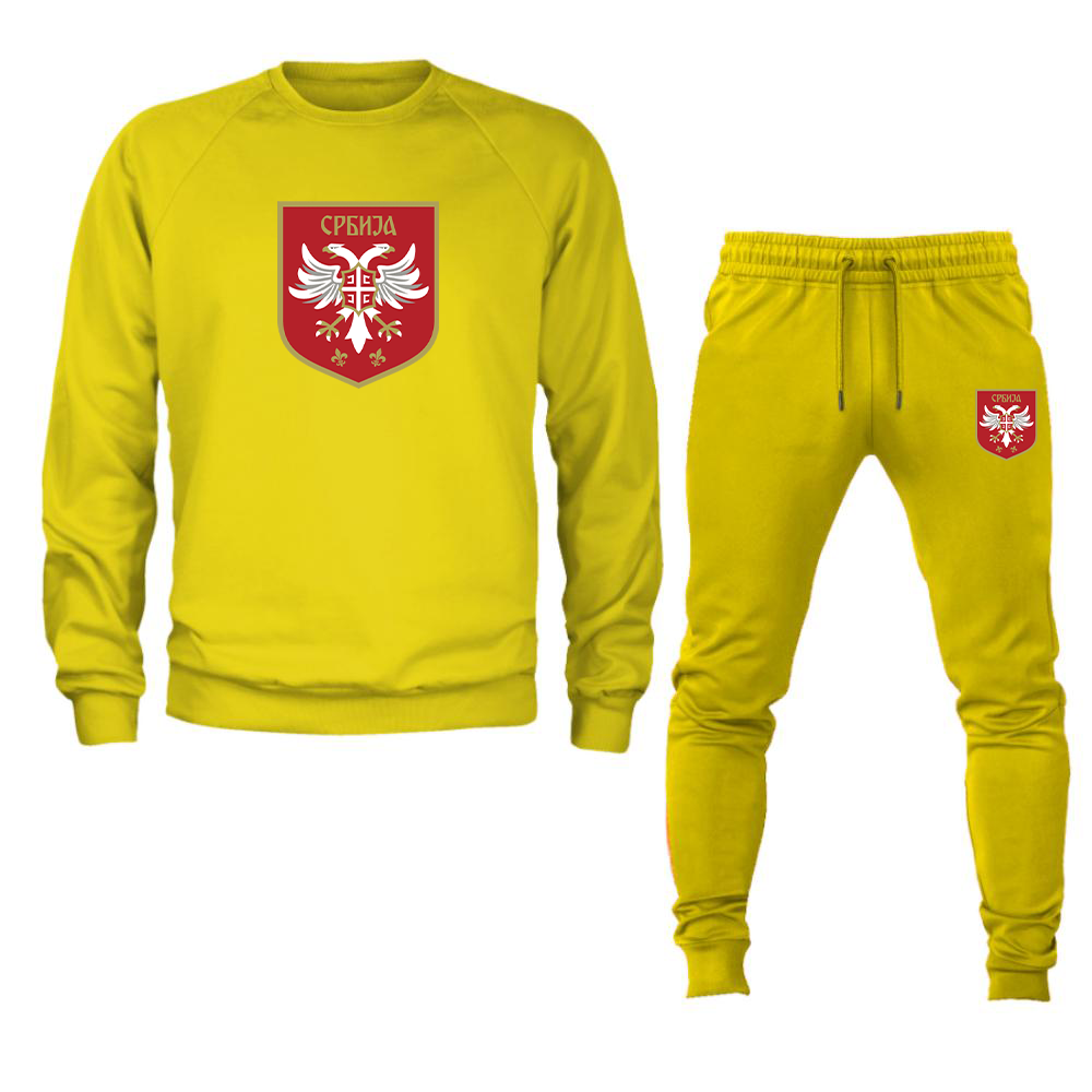 Men's Serbia National Football Soccer Team Logo Crewneck Sweatshirt Joggers Suit