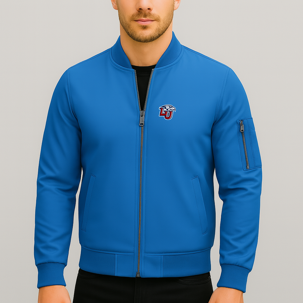 Men's Liberty Flames Logo Lightweight Bomber Jacket Windbreaker Softshell Varsity Jacket Coat