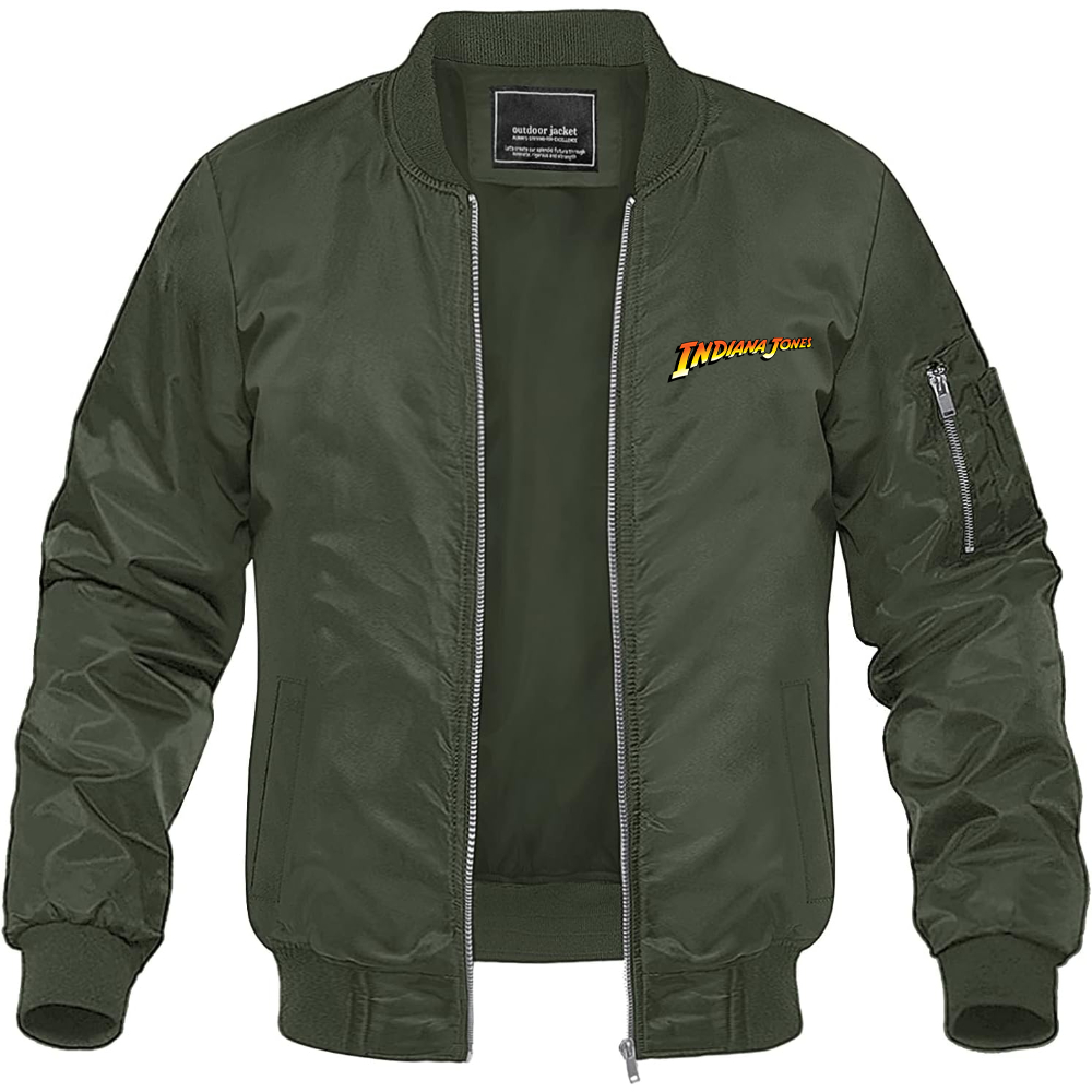 Men's Indiana Jones Movie Lightweight Bomber Jacket Windbreaker Softshell Varsity Jacket Coat