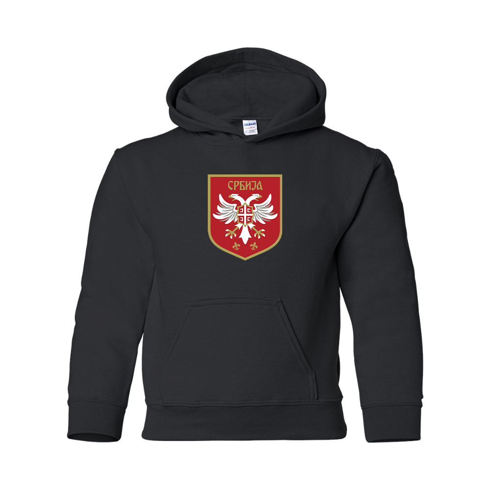 Youth Serbia National Football Soccer Team Logo Gildan Heavy Blend  Hooded Sweatshirt