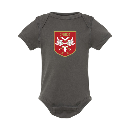 Serbia National Football Soccer Team Logo Rabbit Skins Infant Baby Rib Bodysuit