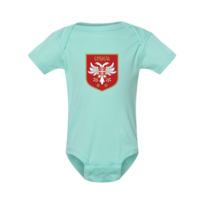 Serbia National Football Soccer Team Logo Rabbit Skins Infant Baby Rib Bodysuit