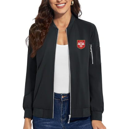 Women's Serbia National Football Soccer Team Logo  Premium Bomber Jacket with Polished Detailing and Functional Sleeve Pocket Modern Luxury Outerwear
