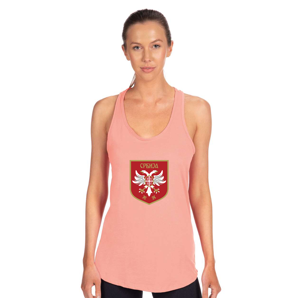 Women's Serbia National Football Soccer Team Logo Next Level Ideal Racerback Tank