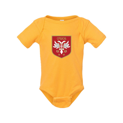 Serbia National Football Soccer Team Logo Rabbit Skins Infant Baby Rib Bodysuit