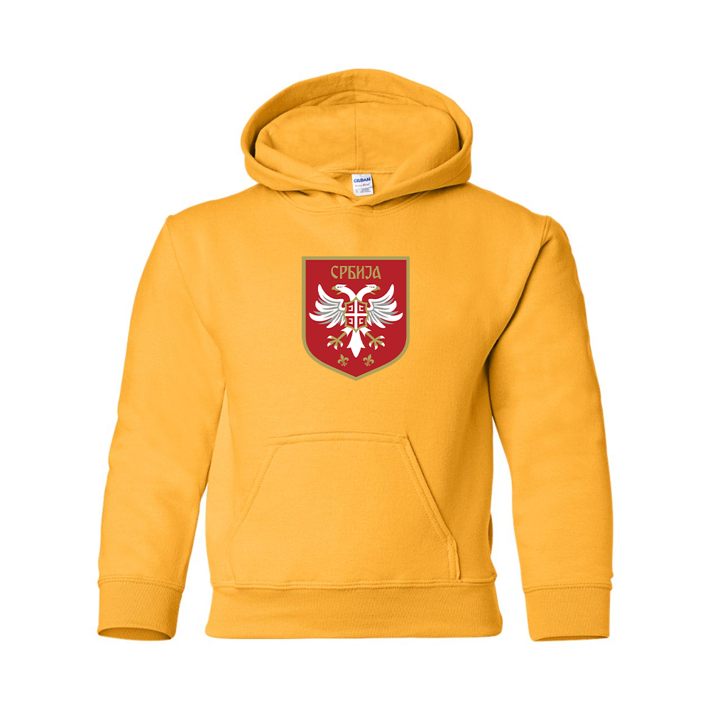 Youth Serbia National Football Soccer Team Logo Gildan Heavy Blend  Hooded Sweatshirt