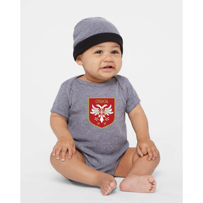 Serbia National Football Soccer Team Logo Rabbit Skins Infant Baby Rib Bodysuit