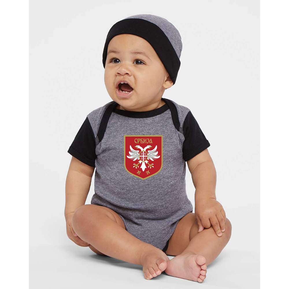 Serbia National Football Soccer Team Logo Rabbit Skins Infant Baby Rib Bodysuit
