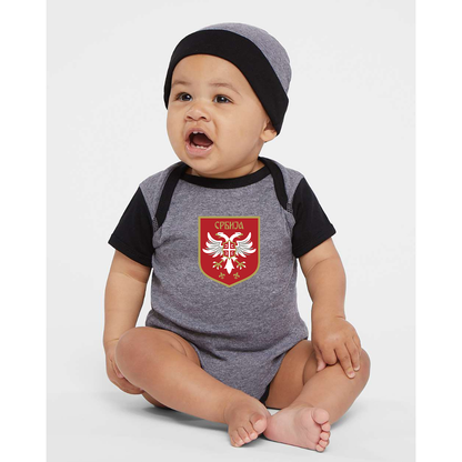 Serbia National Football Soccer Team Logo Rabbit Skins Infant Baby Rib Bodysuit