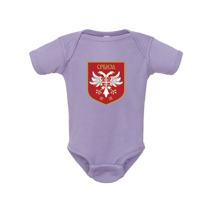 Serbia National Football Soccer Team Logo Rabbit Skins Infant Baby Rib Bodysuit