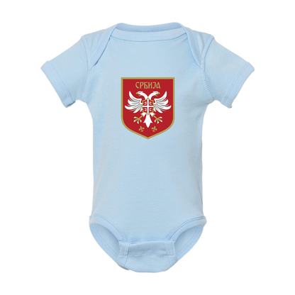 Serbia National Football Soccer Team Logo Rabbit Skins Infant Baby Rib Bodysuit