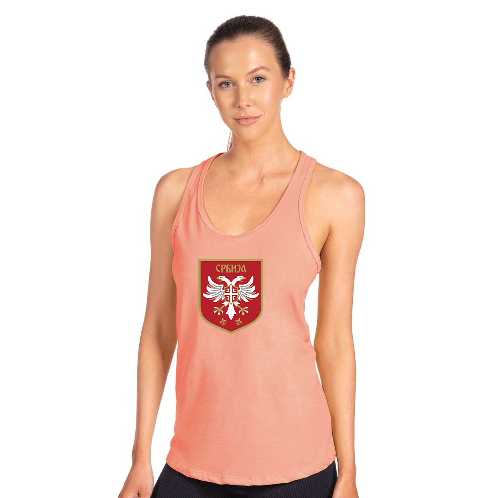 Women's Serbia National Football Soccer Team Logo Next Level Ideal Racerback Tank