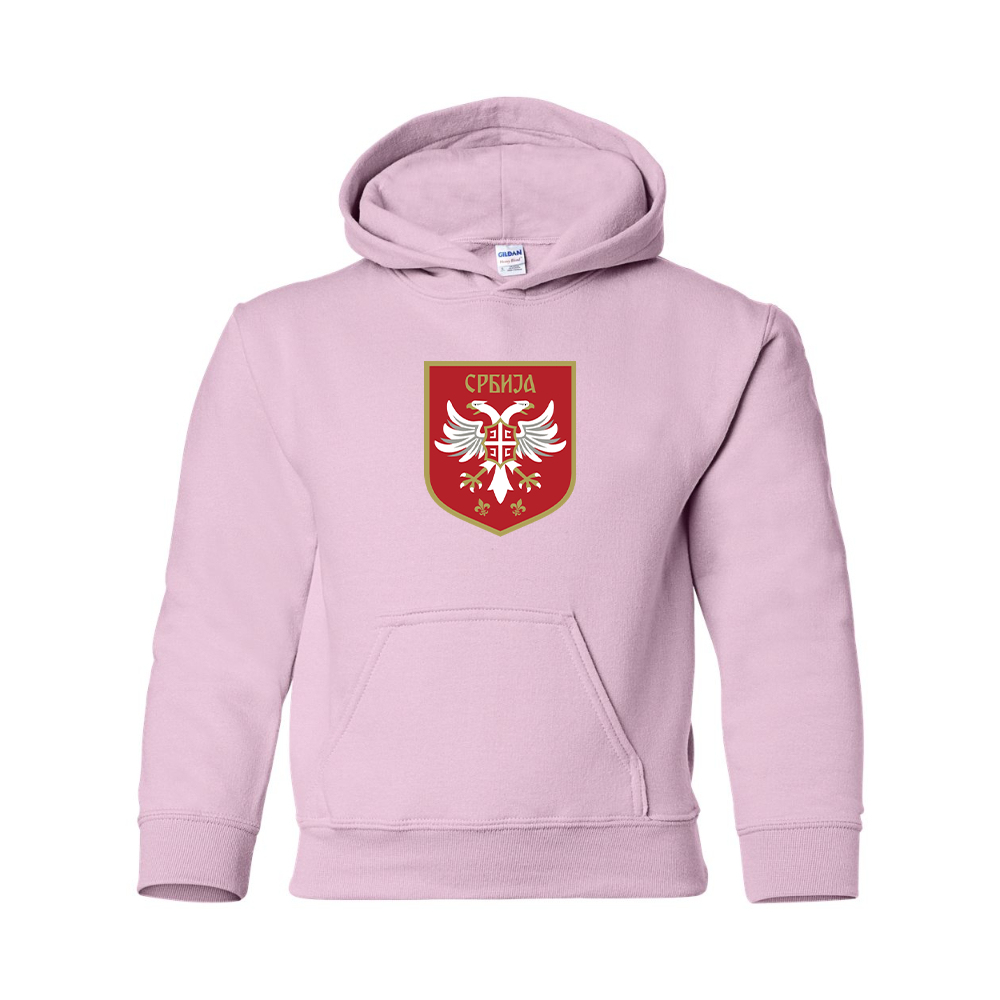 Youth Serbia National Football Soccer Team Logo Gildan Heavy Blend  Hooded Sweatshirt