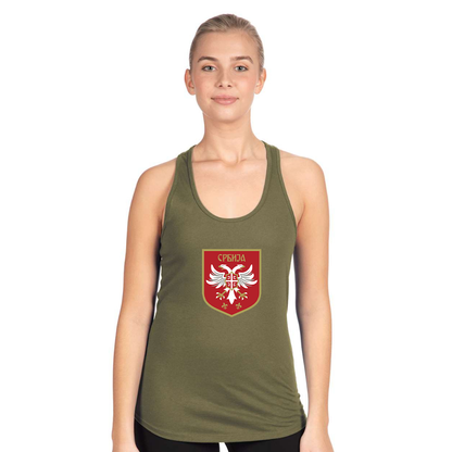 Women's Serbia National Football Soccer Team Logo Next Level Ideal Racerback Tank