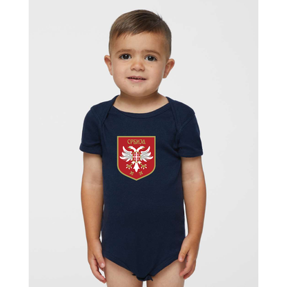 Serbia National Football Soccer Team Logo Rabbit Skins Infant Baby Rib Bodysuit