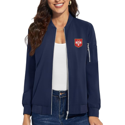 Women's Serbia National Football Soccer Team Logo  Premium Bomber Jacket with Polished Detailing and Functional Sleeve Pocket Modern Luxury Outerwear