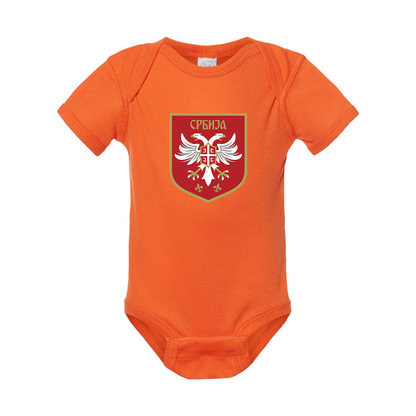 Serbia National Football Soccer Team Logo Rabbit Skins Infant Baby Rib Bodysuit