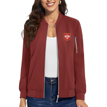 Women's Serbia National Football Soccer Team Logo  Premium Bomber Jacket with Polished Detailing and Functional Sleeve Pocket Modern Luxury Outerwear