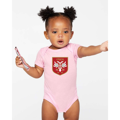 Serbia National Football Soccer Team Logo Rabbit Skins Infant Baby Rib Bodysuit