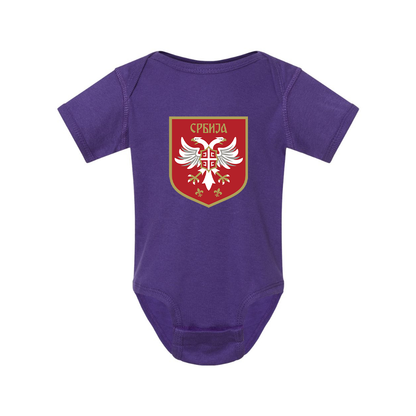 Serbia National Football Soccer Team Logo Rabbit Skins Infant Baby Rib Bodysuit