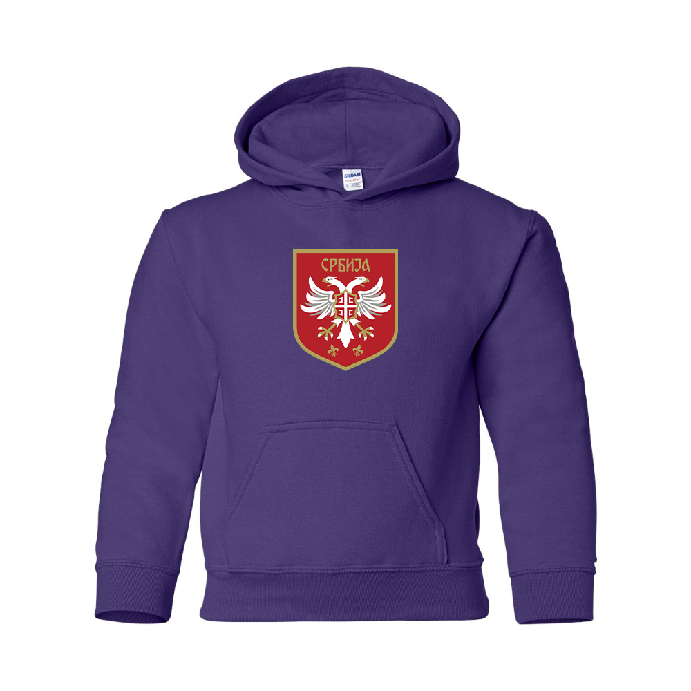 Youth Serbia National Football Soccer Team Logo Gildan Heavy Blend  Hooded Sweatshirt