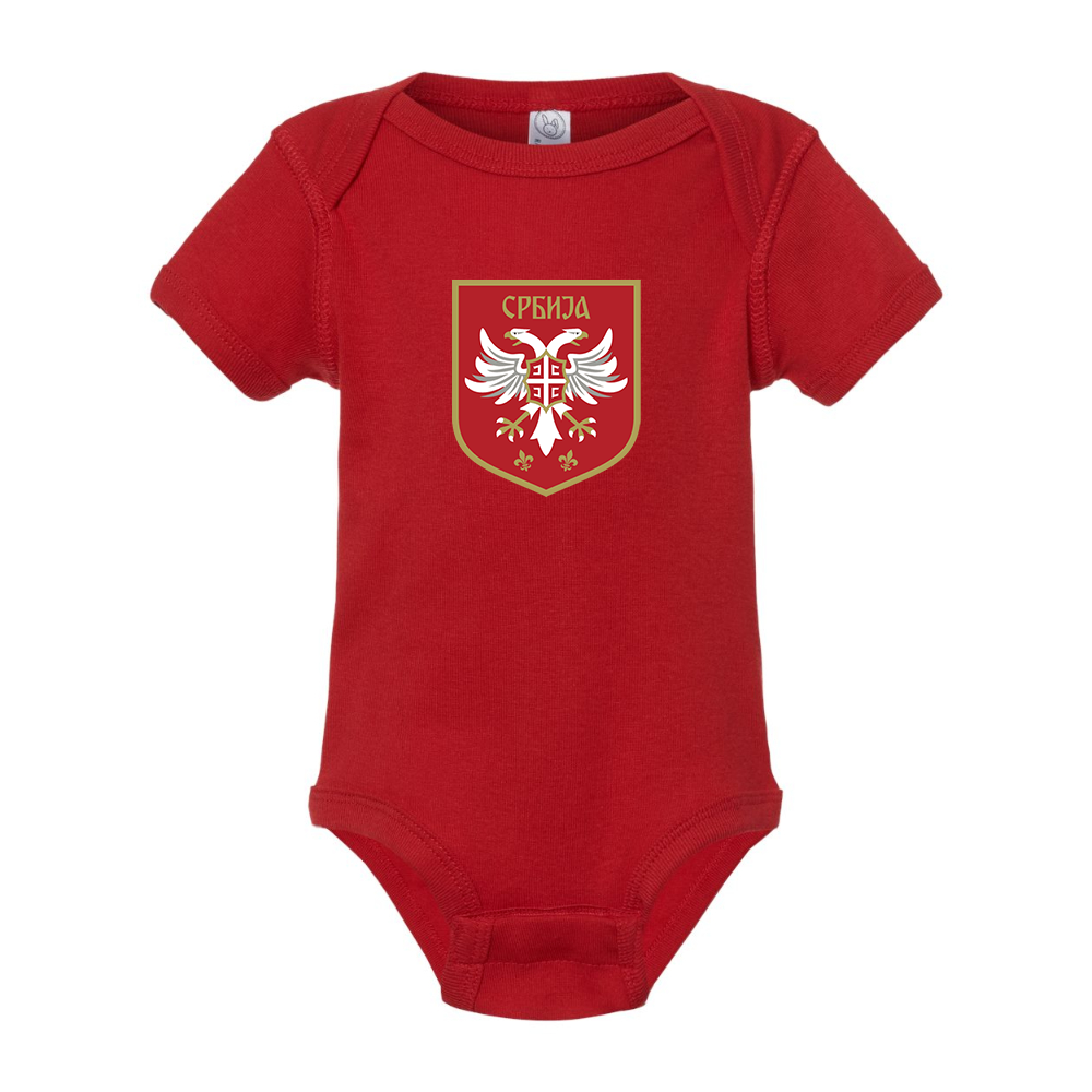 Serbia National Football Soccer Team Logo Rabbit Skins Infant Baby Rib Bodysuit