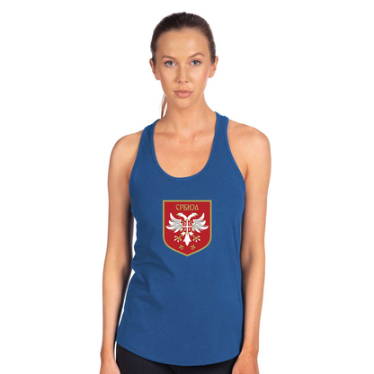 Women's Serbia National Football Soccer Team Logo Next Level Ideal Racerback Tank
