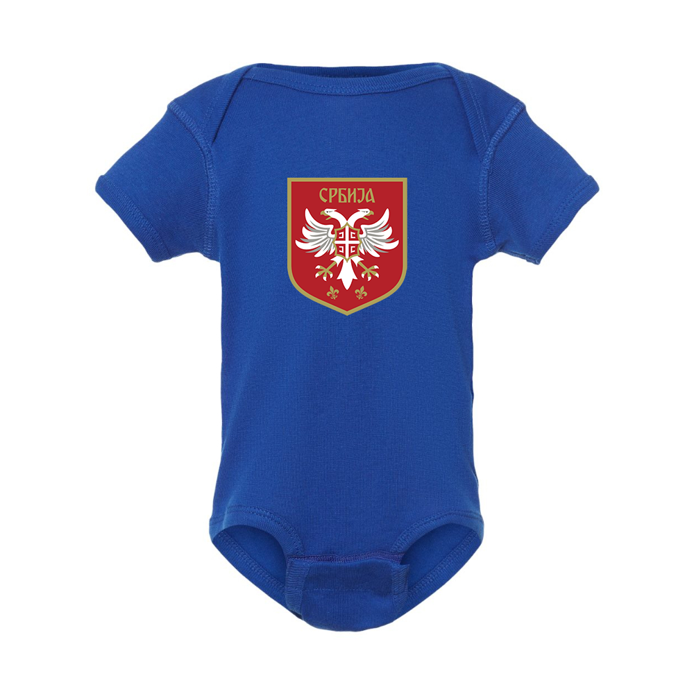 Serbia National Football Soccer Team Logo Rabbit Skins Infant Baby Rib Bodysuit