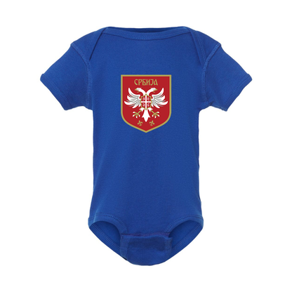 Serbia National Football Soccer Team Logo Rabbit Skins Infant Baby Rib Bodysuit