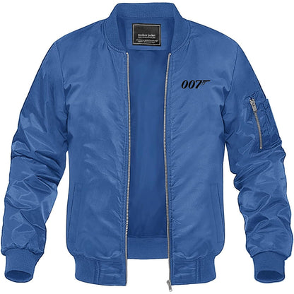 Men's 007 James Bond Movie Lightweight Bomber Jacket Windbreaker Softshell Varsity Jacket Coat