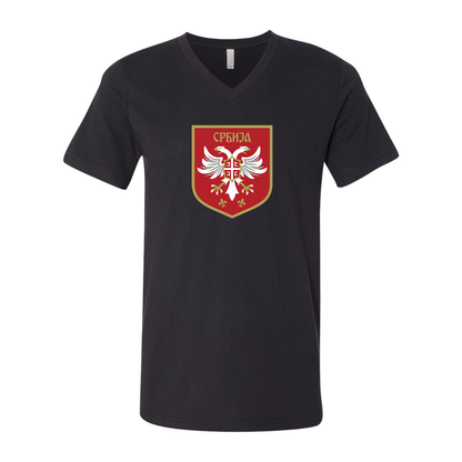 Serbia National Football Soccer Team Logo BELLA  CANVAS - Jersey V-Neck T-Shirt