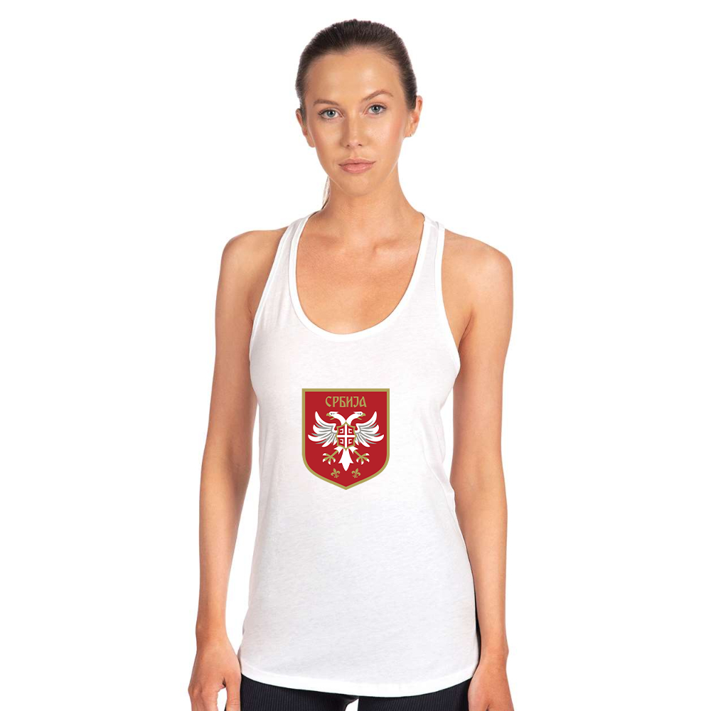 Women's Serbia National Football Soccer Team Logo Next Level Ideal Racerback Tank