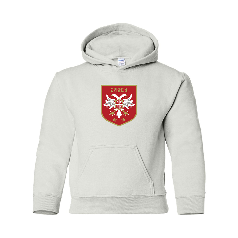 Youth Serbia National Football Soccer Team Logo Gildan Heavy Blend  Hooded Sweatshirt