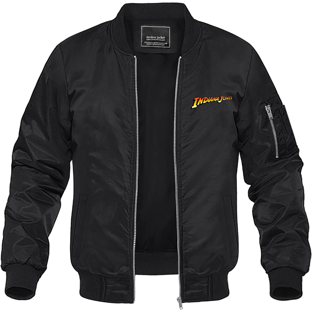 Men's Indiana Jones Movie Lightweight Bomber Jacket Windbreaker Softshell Varsity Jacket Coat