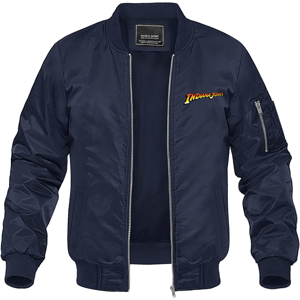 Men's Indiana Jones Movie Lightweight Bomber Jacket Windbreaker Softshell Varsity Jacket Coat