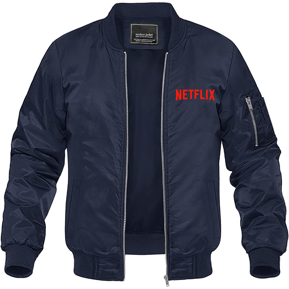 Men's Netflix Movie Show Lightweight Bomber Jacket Windbreaker Softshell Varsity Jacket Coat