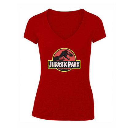 Women's Jurassic Park Movie V-Neck T-Shirt