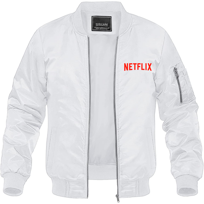 Men's Netflix Movie Show Lightweight Bomber Jacket Windbreaker Softshell Varsity Jacket Coat